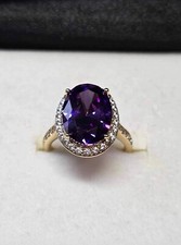 Gold Plated Purple Stone Amethyst Cubic Zirconia Ring Size “P” Non Tarnish
