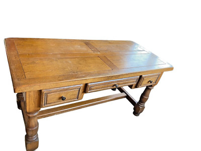 ANCIEN ET IMPOSANT populaire BUREAU PLATEAU CHEVILLÉ TABLE MASSIF PAS NOTAIRE