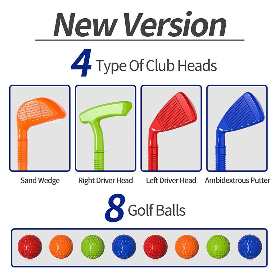 Golf Cart Set Toys For Kids Toddler With 4 Sticks 8 Balls 1 Mat Indoor & Outdoor