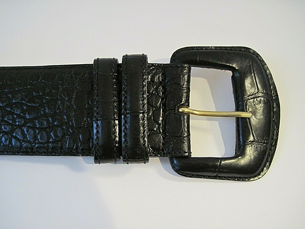 Harold Powell Black Italy Made Leather Reptile Embossed 