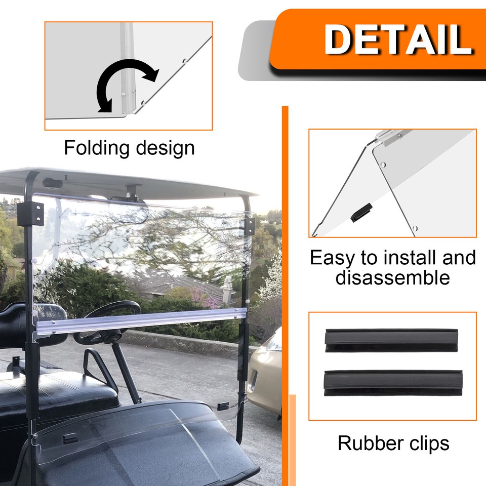For EZGO TXT Medalist Gas/Electric 19942014 Golf Cart Foldable Clear