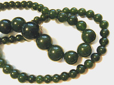 Vintage Spinach Green Nephrite Jade Necklace 18" Graduated to 13mm Large Beads