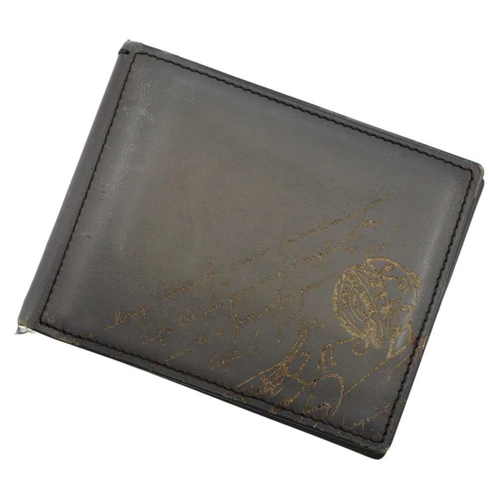 Berluti Figure Scritto Swipe Leather Wallet Leather Gray/Black FIGURE_NEO-JO...