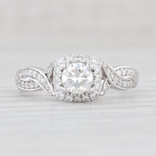 0.75ctw Round Diamond Halo Engagement Ring 14k White Gold Size 6.5 - Picture 2 of 8