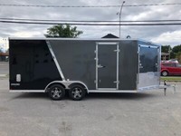 2022 Remorque 3 motoneiges Aluminium 7 x 18 snowmobile/ fini intérieur STEALTH