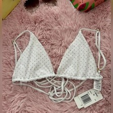 NWT L*SPACE STUDDED KARA SWIM TOP Strap White...