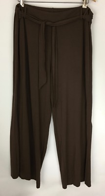 Bella Donna Brown Wide Leg Casual Palazzo Pants With Sash Belt Size 3XL
