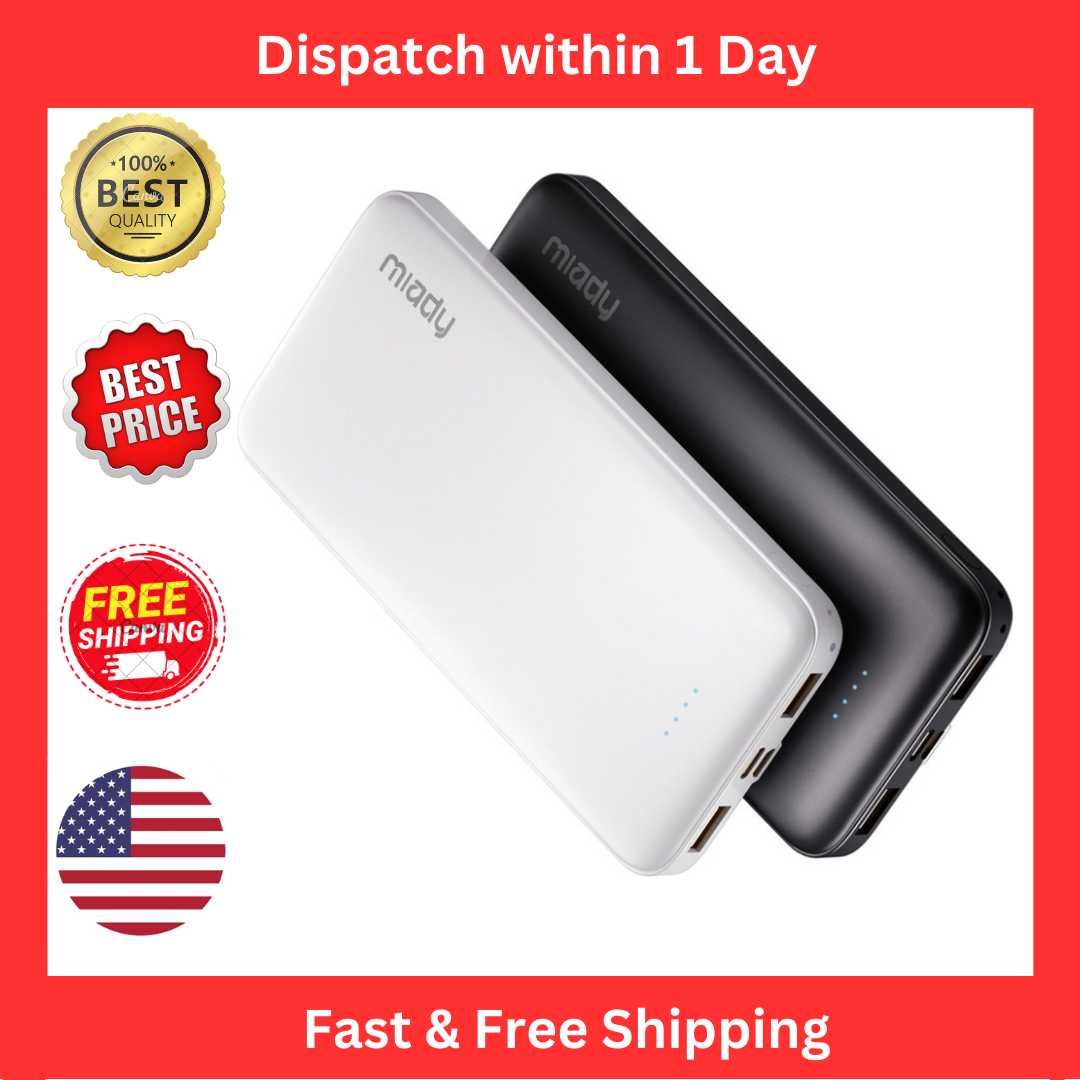 2-Pack Miady 10000mAh Fast Charging Power Bank with Dual USB Ports