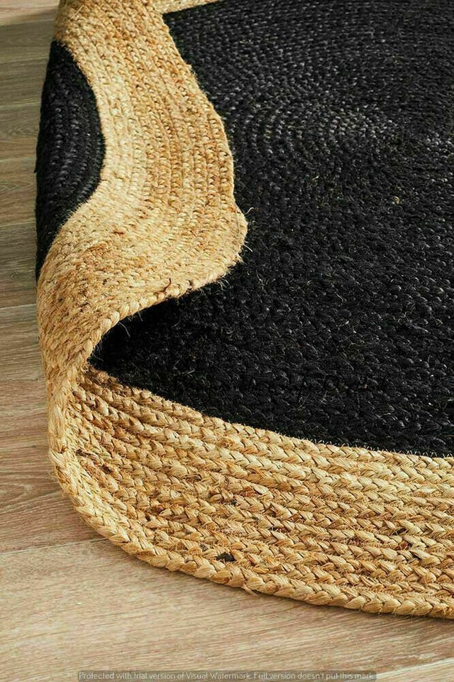 Jute Rugs for Living Room Natural Border Hand Braided Round Area Rug ...