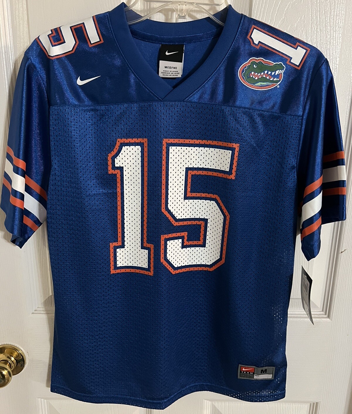 NIKE FLORIDA GATOR BLUE YOUTH FOOTBALL JERSEY M MEDIUM 12/14 NWT #15 TIM TEBOW