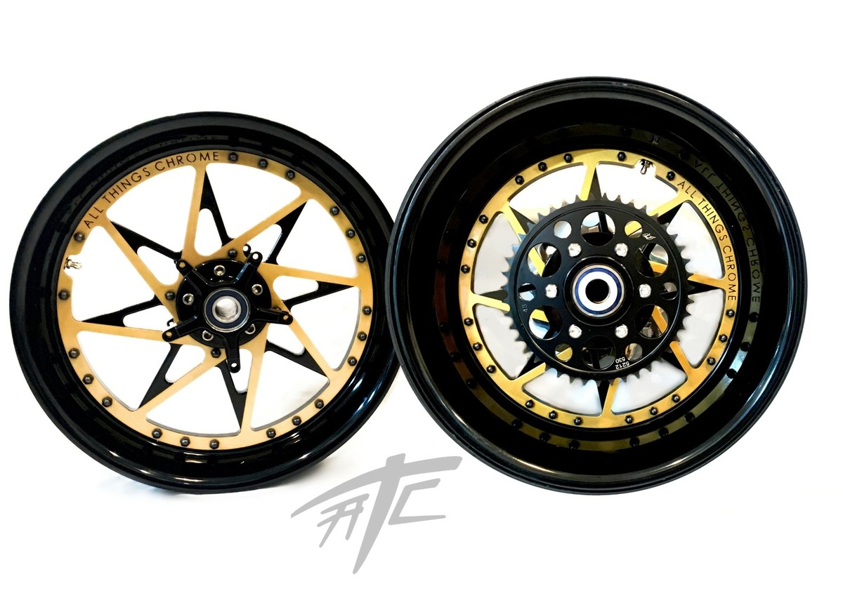 NINJA STOCK SIZE BLACK & GOLD SPARKLE SWITCHBACK WHEELS 06-11