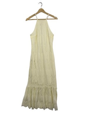 LOVE, FIRE Maxikleid Damen Kleid Gr. DE 36 blassgelb Casual-Look