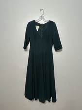 BHLDN Valdis Hunter Green Half Sleeve A Line Dress Womens Size 10