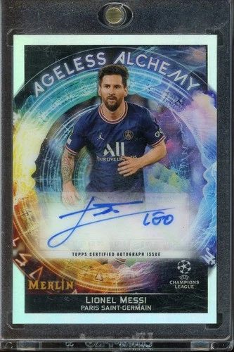 2021-22 Topps Merlin Chrome UCL Soccer Ageless Alchemy Lionel Messi AUTO 25/25