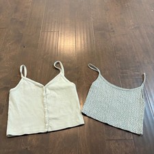 Set of 2 John Galt Camisole Crop Tops Womens Small Sage Green Floral Cottagecore