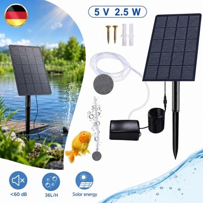 Solar Teichbelüfter Sauerstoffpumpe Gartenteich Aquarium Luftpumpe Oxygenator
