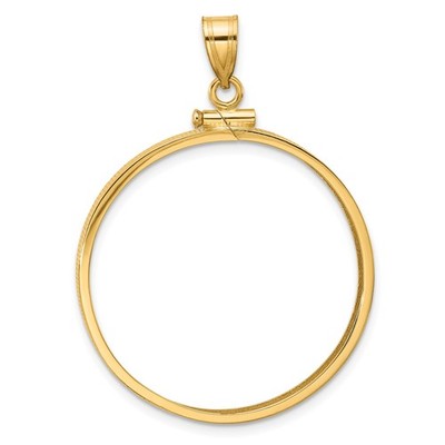 1 oz $50 Canadian Maple Leaf Coin Bezel 30mm Screw Top 10k Yellow Gold