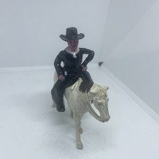 VINTAGE MANOIL BLACK COWBOY ON HORSEBACK C29 DIECAST FIGURE EXCELLENT ; GR