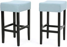 Lopez Fabric Backless Counterstools, 2-Pcs Set, Light Blue