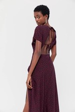 Urban Outfitters Lindsey Cap-Sleeve Open Back Floral Midi Dress Women’s S Grunge