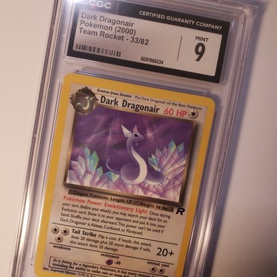 Graded Pokmon Card ENG Vintage Unlimited Team Rocket Dark Dragonair 33/82 CGC 9