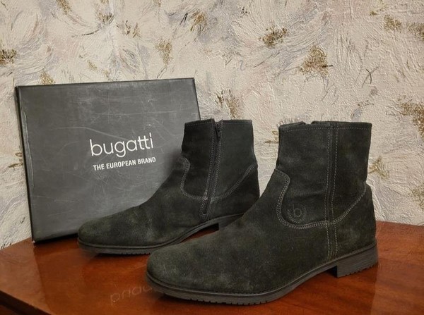 Men Bugatti Boots Black Suede 46
