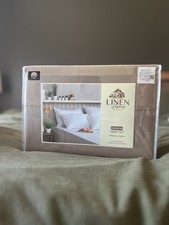 Linen Home 100 Cotton Percale 200 Thread Count Queen Sheets Set Taupe/Brown