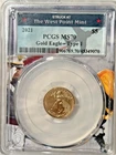 2021 $5 Gold Eagle 1/10 Oz West Point Mint Type 1  PCGS MS70