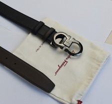 Ferragamo Men's belt Reversible/adjustable Black finish Gancini buckle 120cm