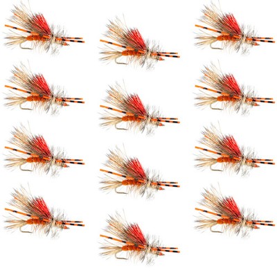 Kaufmann's Orange Crystal Stimulator Rubber Legs Dry Fly - 1 Dozen Flies Size 16