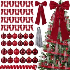 51 Pcs Red Valentine's Day Tree Decorations Set Include 24 Valentines Ball Or...