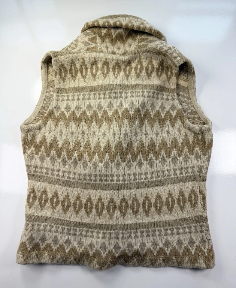 Colete de malha Ralph Lauren lã mistura angorá XL bege boho suéter cabo cashmere - Imagem 2 de 4