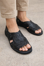 Sandalias Huarache Hechas a Mano para Hombre Punta Abierta 100% Cuero con Suela de Neumático