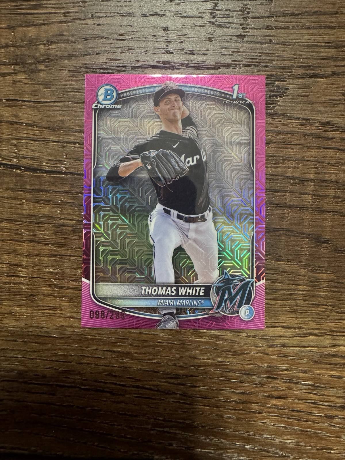 2025 Bowman Chrome Fuchsia Mojo 1st Bowman THOMAS WHITE /299