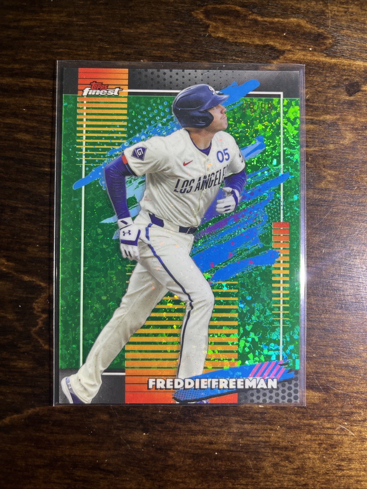 2026 Topps Finest Freddie Freeman Uncommon Green Refractor 98/99 🔥🔥LA Dodgers view 1