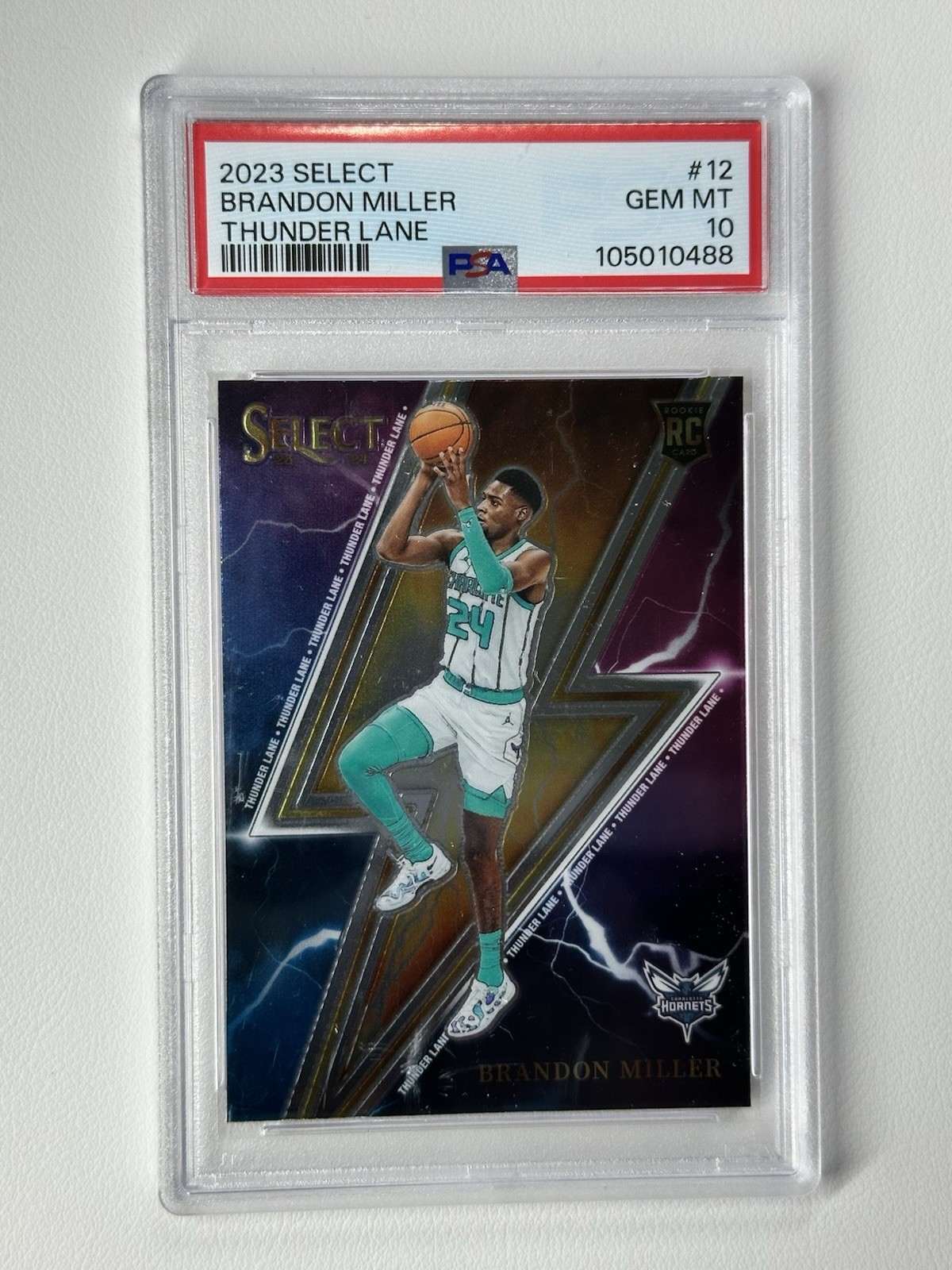 2023-24 Panini Select Brandon Miller #12 Thunder Lane RC Hornets PSA 10 Gem Mint