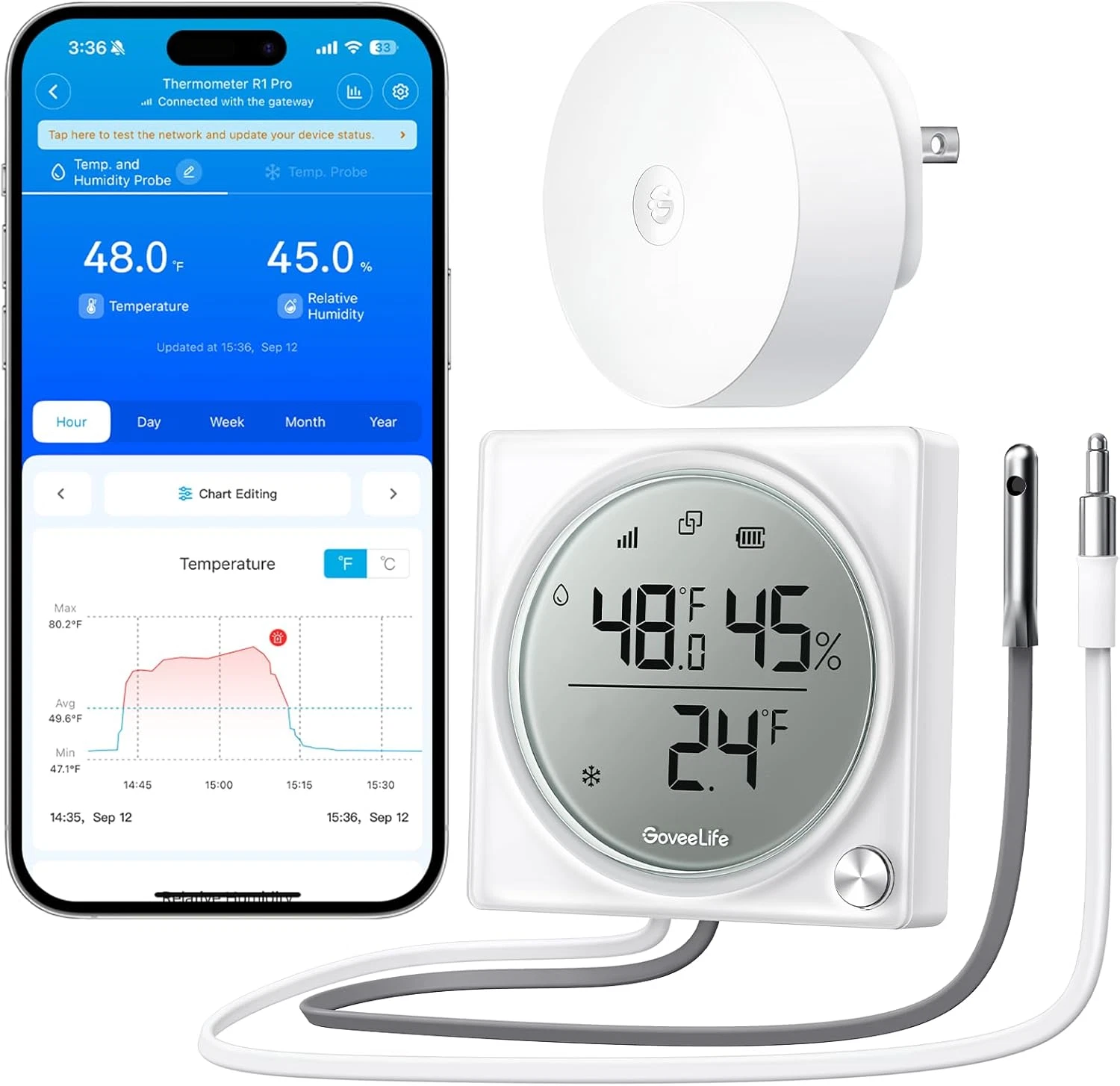 Smart Wifi Refrigerator Thermometer with Freezer Alarm & LCD Display
Opens in a new window or tab