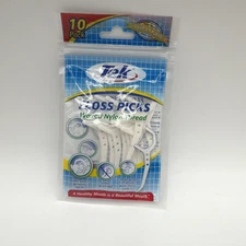 TEK Floss Picks Waxed Nylon Thread Flosser White Floss Picks 10 each 1 Pack