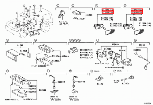 Genuine Toyota LandCruiser 100 Series UZJ HDJ Door Courtesy Light Lamp x4 - Picture 18 of 20