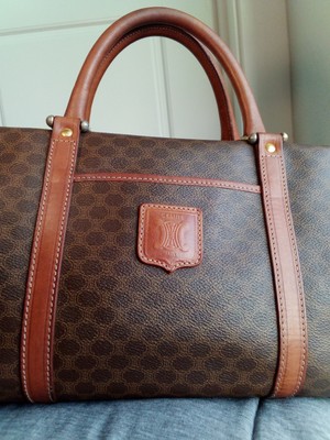 CELINE Macadam Mini Boston Bag/Handbag, Good-to-Very-Good Condition - Free Ship!