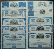 Lot - 10 verschiedene historische blaue Aktien USA (1)  -  60er bis 80er