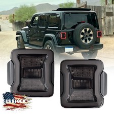 Smoked Led Tail Lights Assembly For 2018-24 Jeep Wrangler Jl Rear Brake Turn