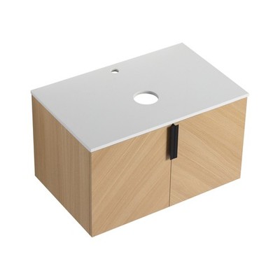 Vanity with Sink and Stone Countertop Features 2 Soft-Close Doors