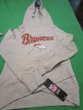 NWT 45 DENVER BRONCOS GIRLS FUNNEL NECK HOODED SWEATSHIRT GRAY SMALL 7/8