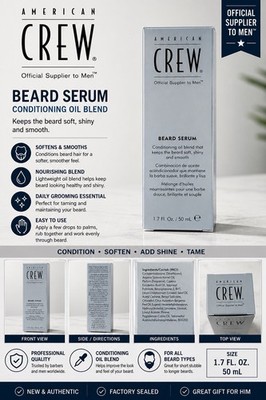 AMERICAN CREW Beard Serum, Conditioning Oil Blend of Argan & Cyperus Esculentus