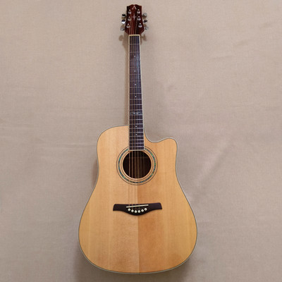 41'' Natural Cutaway Acoustic Guitar Solid Spruce Wood Top Hollow Gigbag Bone Nut