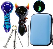 (Confezione da 2) Pipa in vetro da fumo tabacco 4" pipe fatte a mano da collezione con scatola
