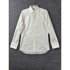 SuitSupply Tuxedo Shirt Men 15/38 White Egyptian Cotton Pleated French Cuffs