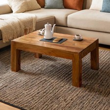 Sheesham Indian Solid Wood Chunky Cube Coffee Table 60 x 90 cm