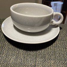 Russel Wright by Steubenville American Modern Granite Gray Cup & Saucer Set